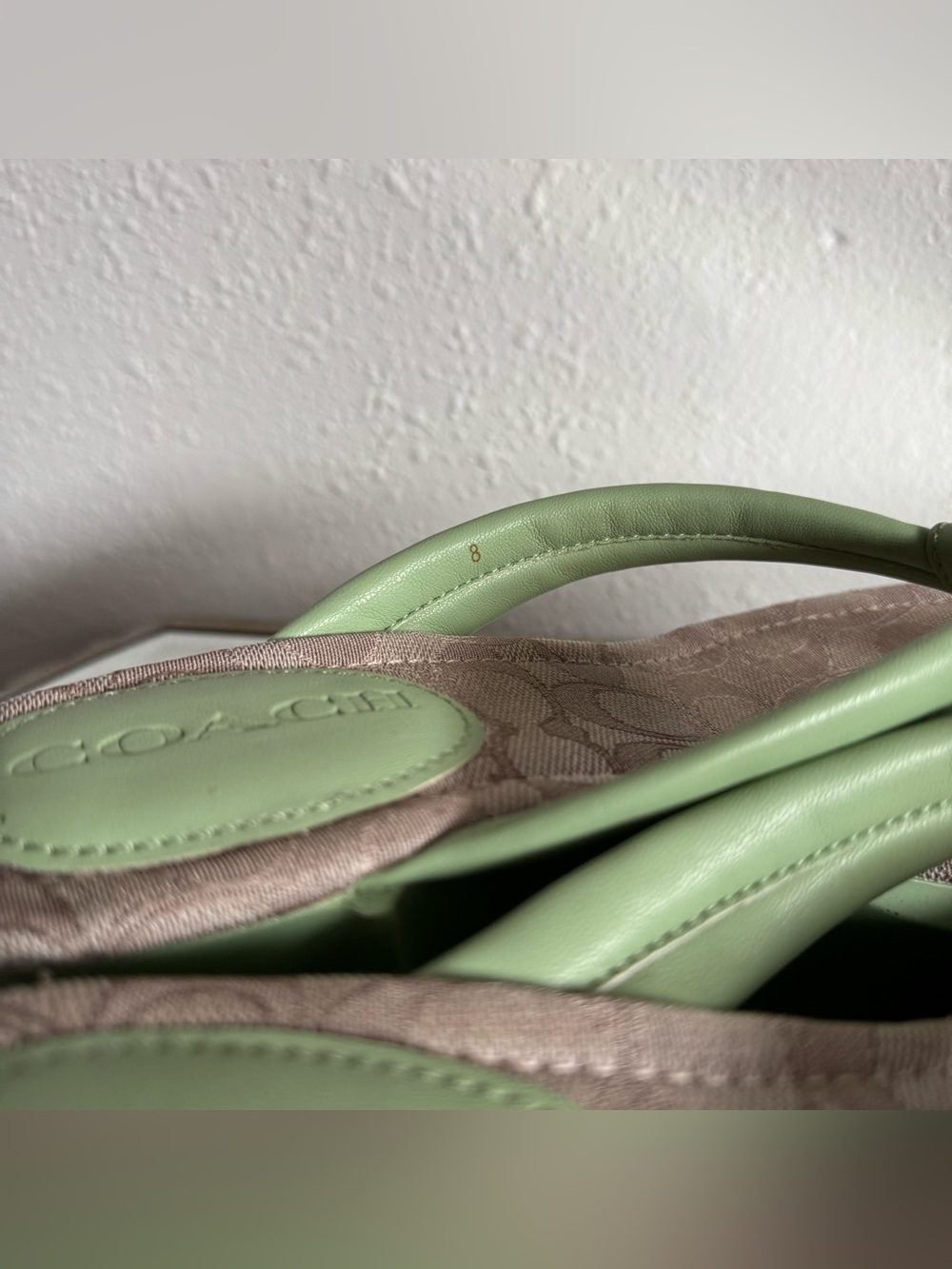 COACH Pistachio Green Leather Y2K Franki Monogram Platform Sandal Flip Flops - Picture 14 of 14